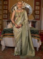 Tusser Silk Green Traditional Wear Printed Saree